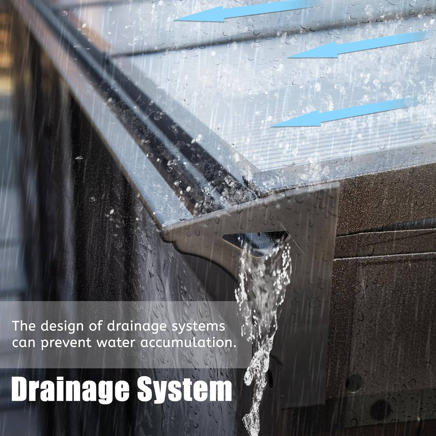 The design of drainage systems can prevent water accumulation.  
Drainage System