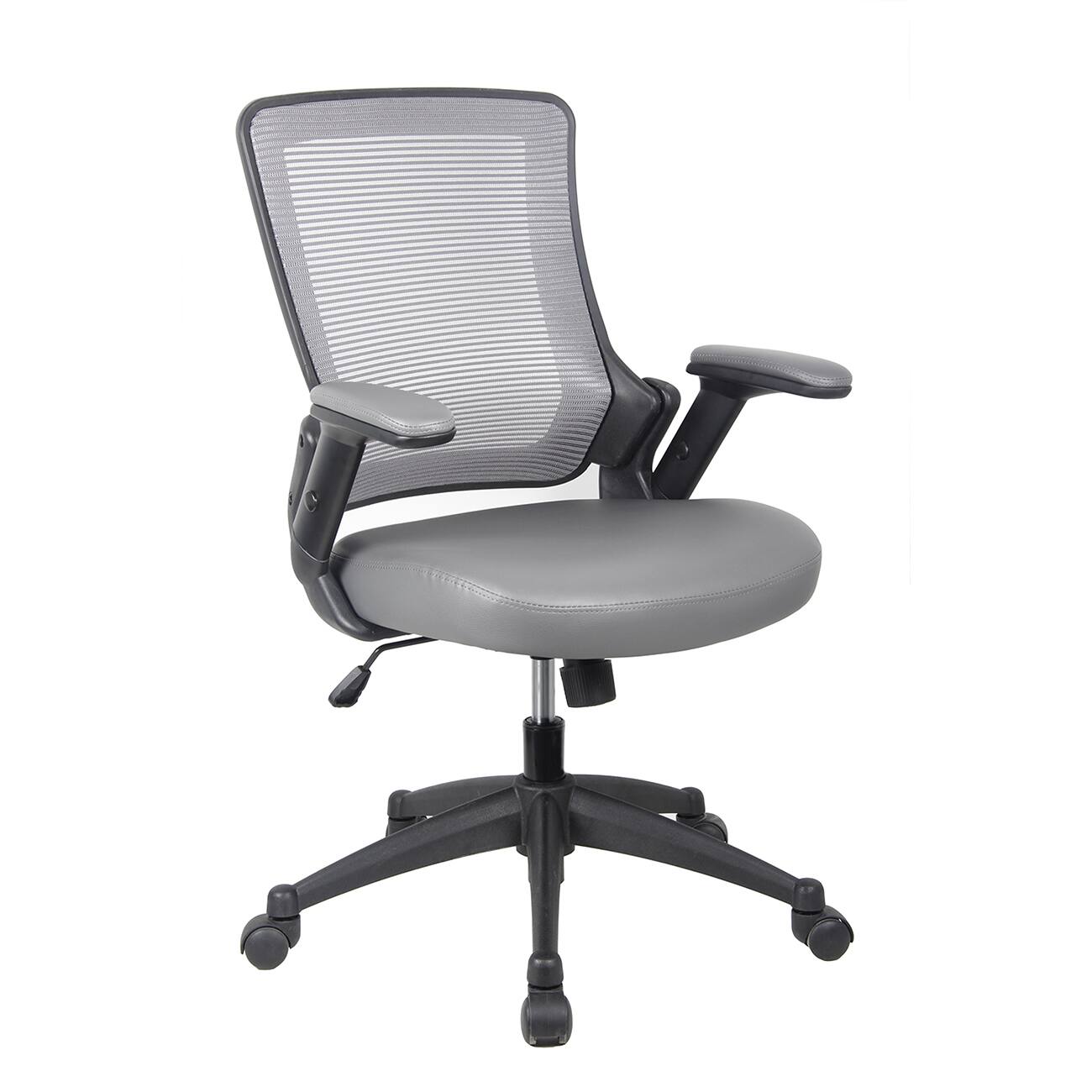Back. Forest'nSky - Grey Mid-Back Mesh Task Chair with Height Adjustable Arms, Ergonomic Office Seat - Gray.