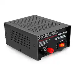 Pyramid - Universal Compact Bench Power Supply - 2.5 Amp Linear Regulated Home Lab Benchtop AC-to-DC 12V Converter - Black