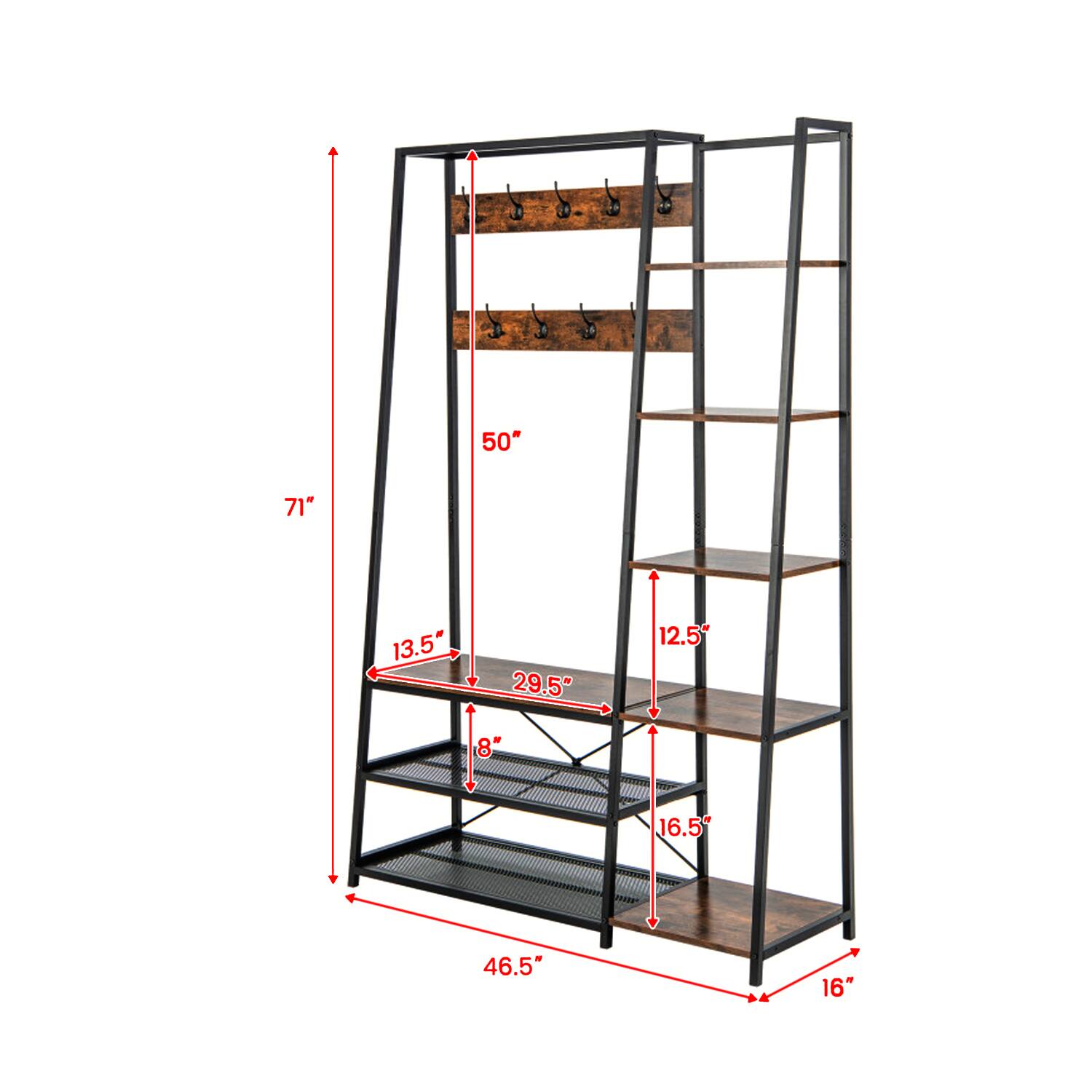 50"  
71"  
13.5"  
29.5"  
8"  
12.5"  
16.5"  
46.5"  
16"
