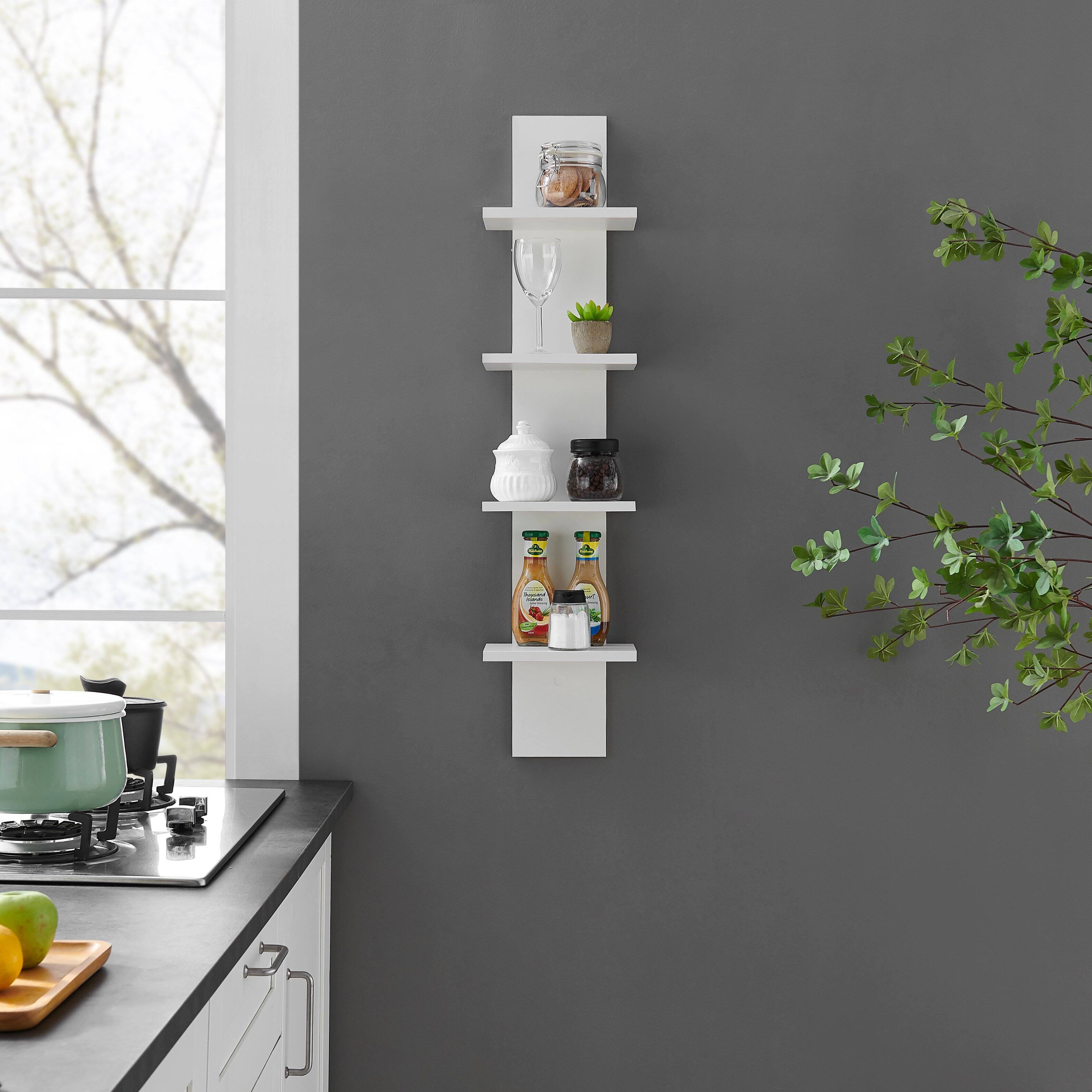 Alt View 1. Danya B - Arica Utility Column 4-Tier Spine Wall Shelves - White.