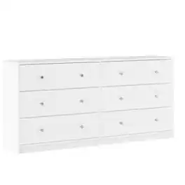 FurniFact - Dresser for Bedroom – Modern 6 Drawer Dresser with Spacious Storage – Sleek Dresser and Bedroom Dresser - White