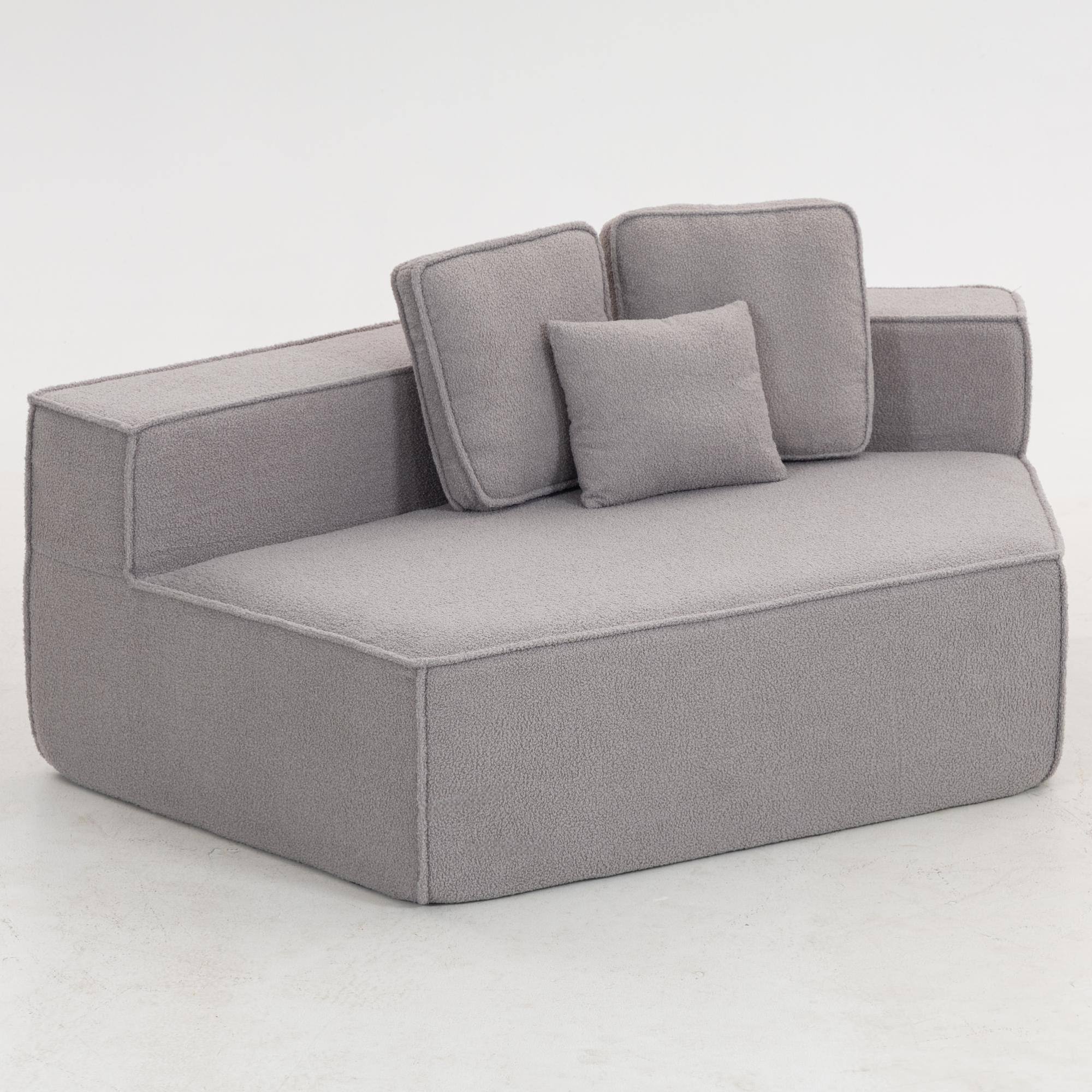 Alt View 5. GOODSILO - Soft Modular Floor Sofa Chair with Wide Seat and Plush Back Cushions, Cozy Lounge Chair for Living Room - Grey.
