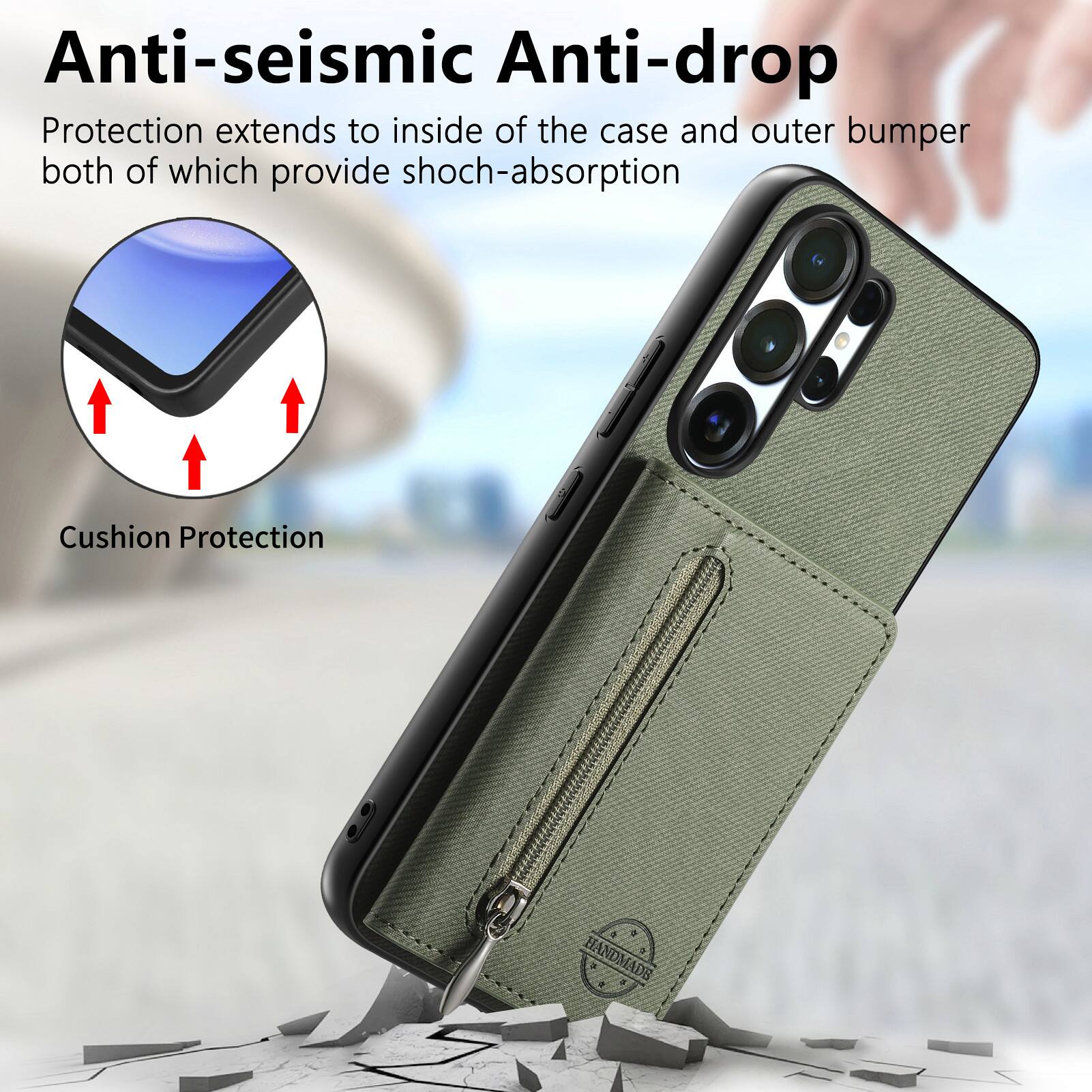 Anti-seismic Anti-drop Protection extends to inside of the case and outer bumper both of which provide shock-absorption Cushion Protection.