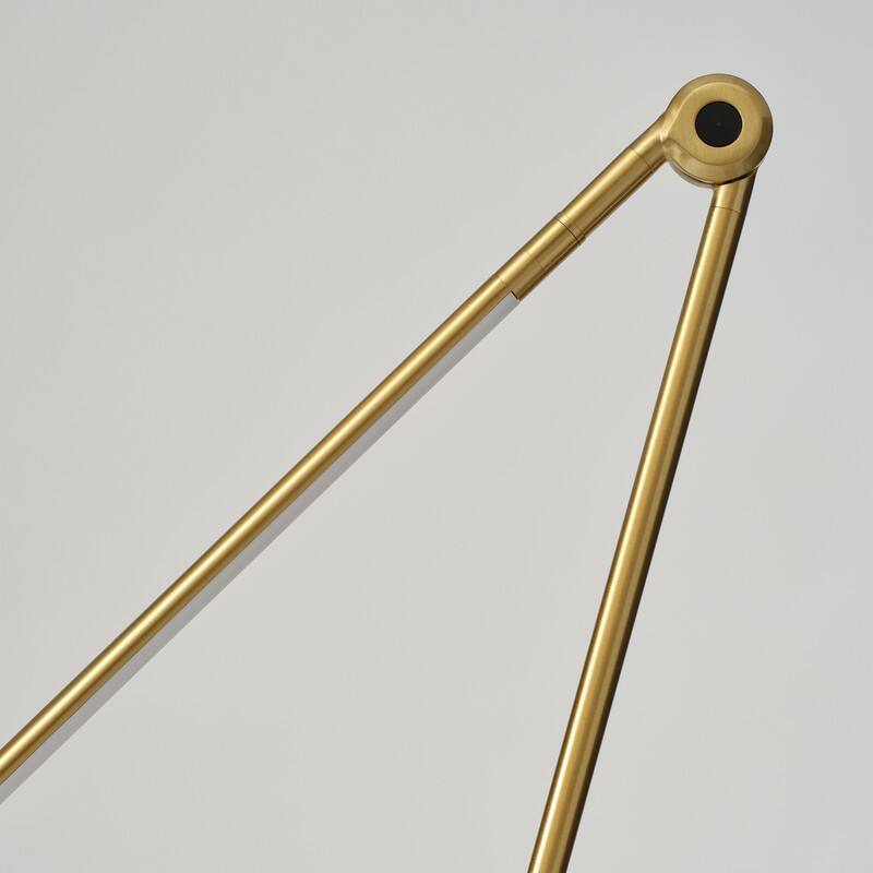 Alt View 1. Brightech - Libra LED Modern Industrial Arc Dimmable Bedside Nightstand Desk Lamp with Fast Charging USB-C Port - Antiqued Brass.