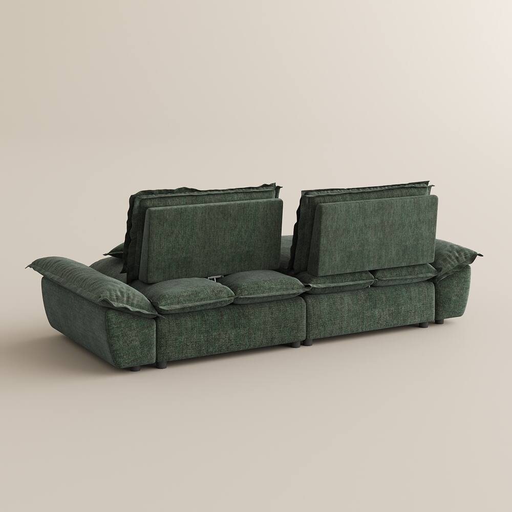 Alt View 6. POVISON - 104.33" Sailboat Green Deep Sofa with Cotton Linen - Green Cotton and Linen.