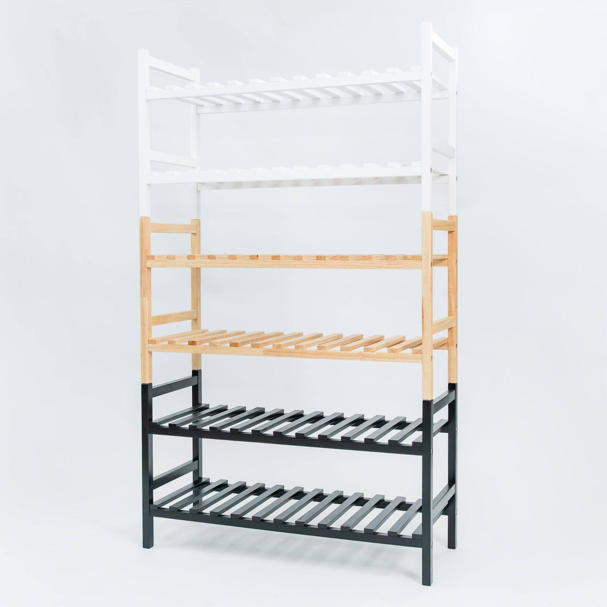 Alt View 8. PJ Wood - PJ Wood Stackable Wood Shoe Rack Organizer Shelf Closet Entryway Bedroom, White - White.