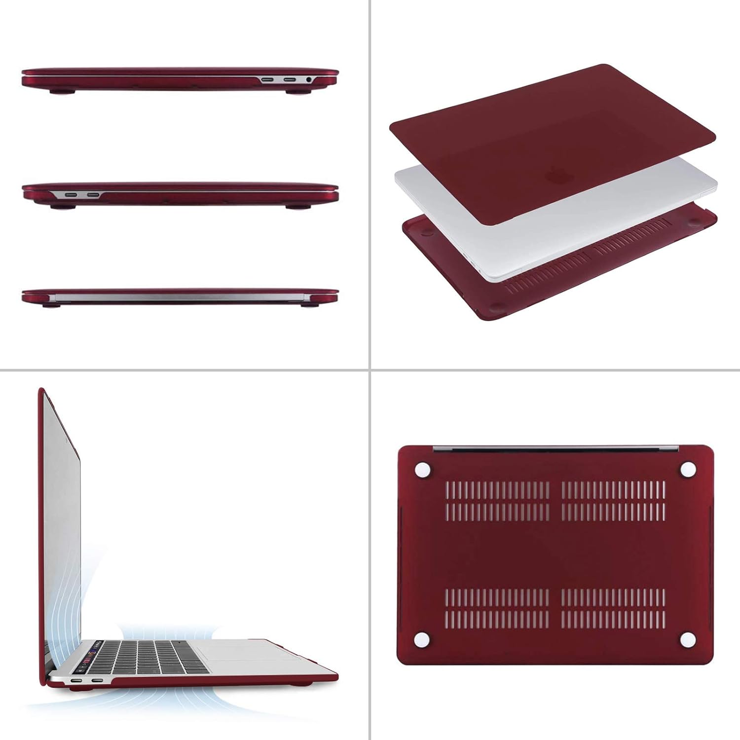 Alt View 1. mosiso - MacBook Pro 13" hard shell case with keyboard skins, screen protector and storage bag - Marsala Red.