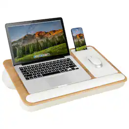 LapGear - Home Office Pro Lap Desk (Fits up to 15.6" Laptop) - White Oak Woodgrain