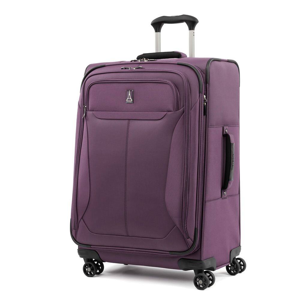 Angle. Travelpro - Travelpro Tourlite Softside Expandable Luggage 25" Checked Spinner - Deep Purple.