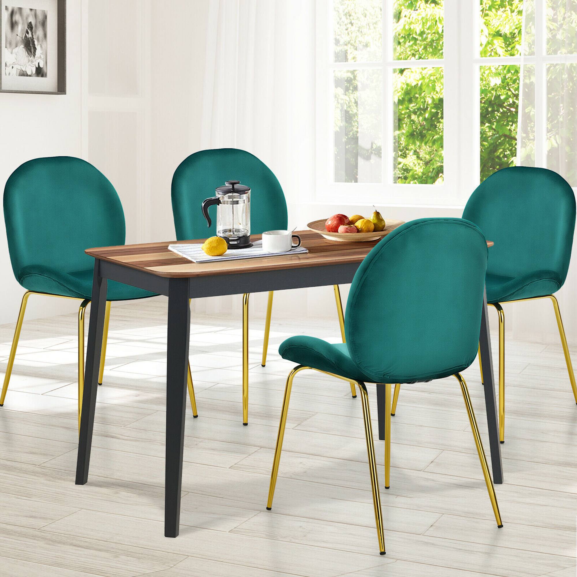 Alt View 2. Gymax - Gymax 4PCS Velvet Dining Chair Accent Leisure Chair Armless Side Chair Green - Green.
