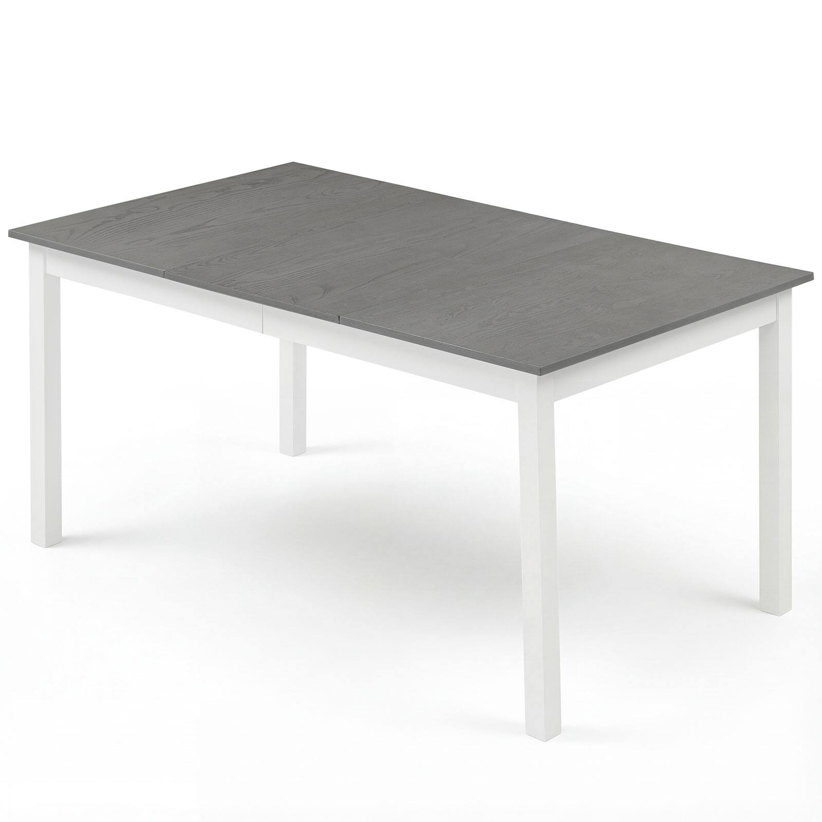 Alt View 7. Gymax - Gymax 60'' Rectangular Dinner Table w/Solid Rubber Wood Legs for Kitchen Dining Room Gray & White - Grey.