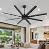 Front. Breezary - 65-Inch Ceiling Fan with 8 ABS Blades, 6-Speed DC Motor, Remote Control with Timer, 2 Downrods, Light/No-Light Options - Black(No Light).