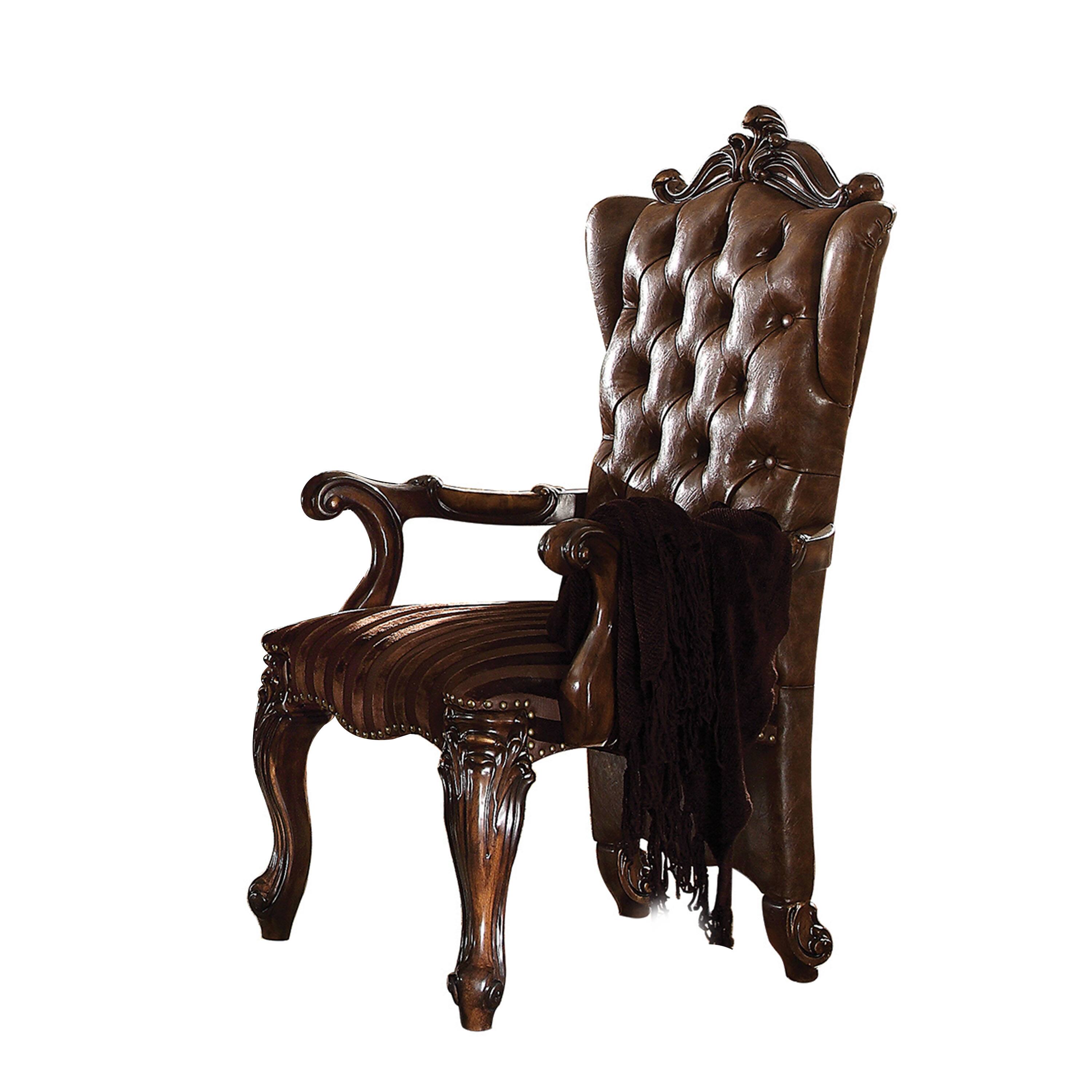 Manhattan Lane - Wooden Arm Chair with Button Tufted Backrest and Carved Details, Set of 2 - Brown price history on PriceWatchPro