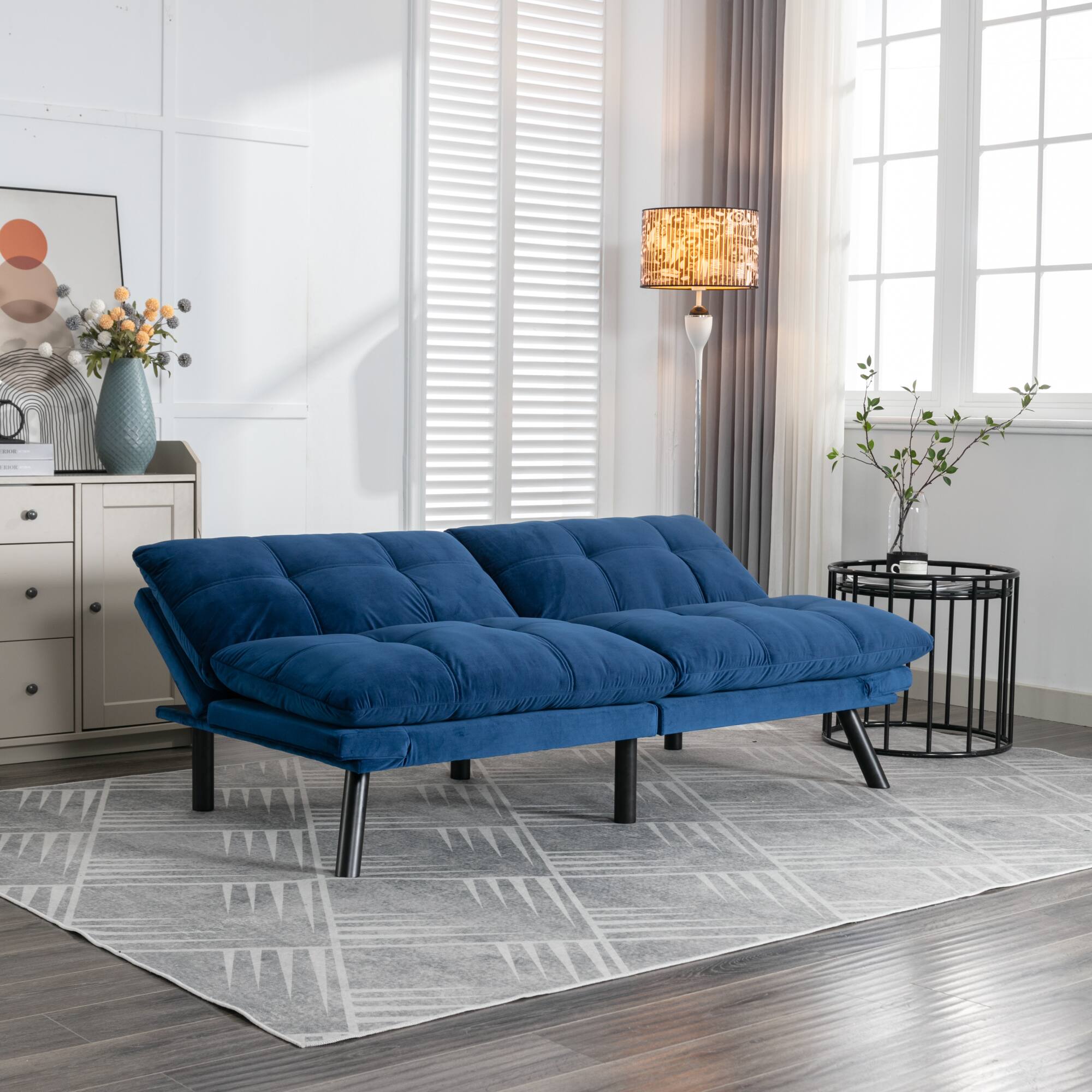Alt View 8. GOODSILO - Convertible Folding Sofa Bed with Adjustable Armrests and Backrest for Small Spaces - Navy Blue.