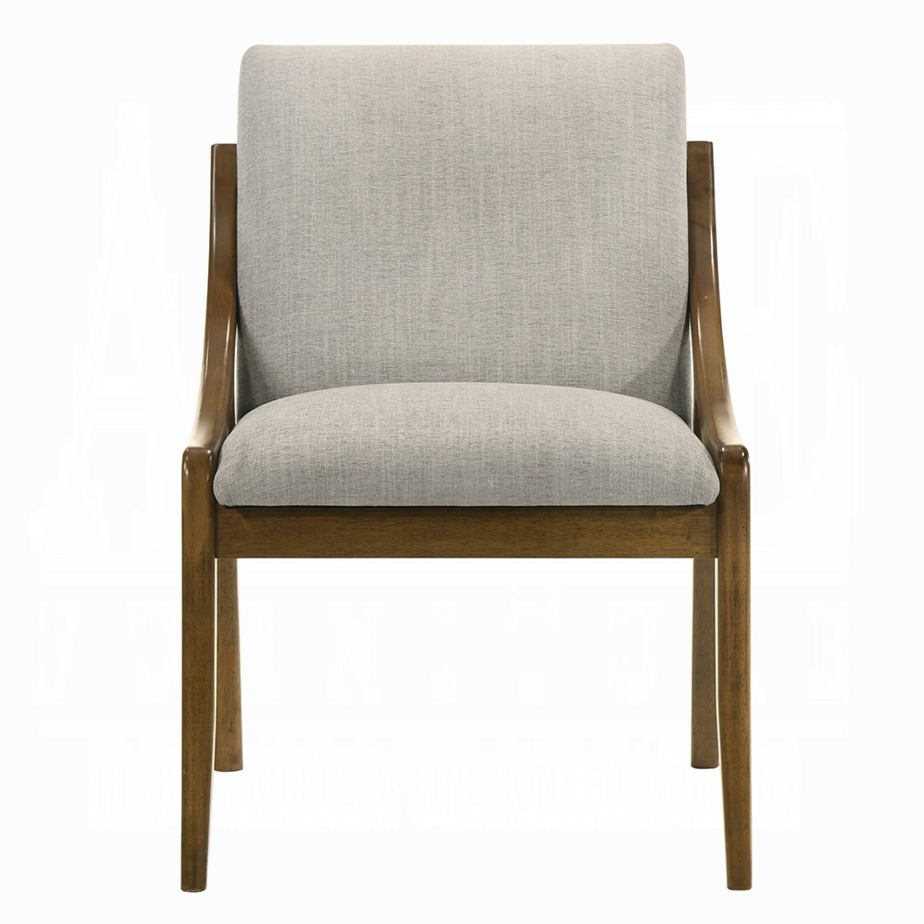Alt View 1. Manhattan Lane - Kea Dining Side Chair Set of 2, Gray Chenille, Vintage Oak Brown Frame - Gray, Oak Brown.