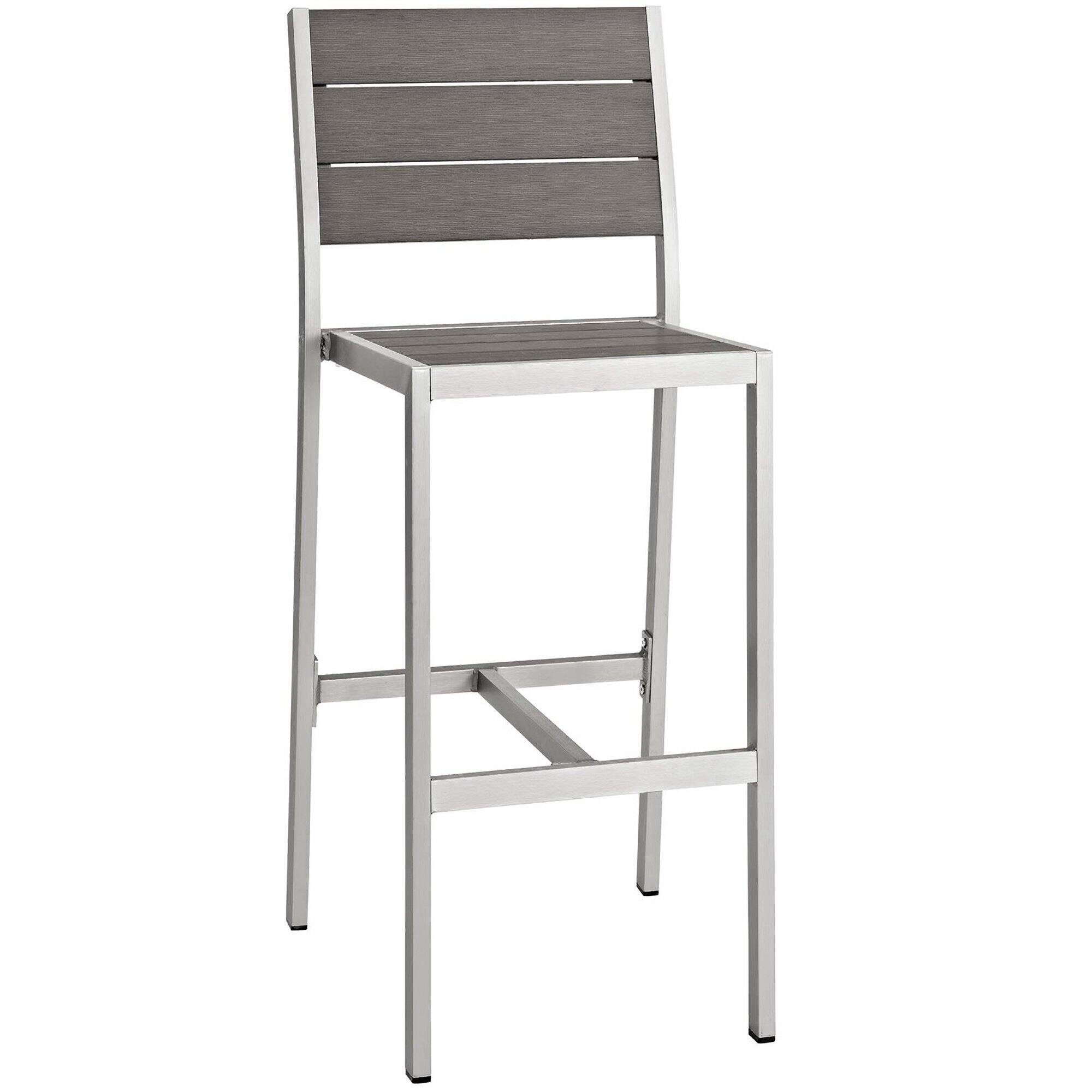 Angle. Modway - Shore Outdoor Patio Aluminum Armless Bar Stool by Modway - Silver Gray.