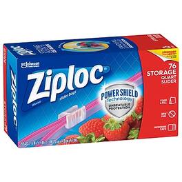 Ziploc - Slider Storage Bags, Quart, 76/Carton (316490) - Clear