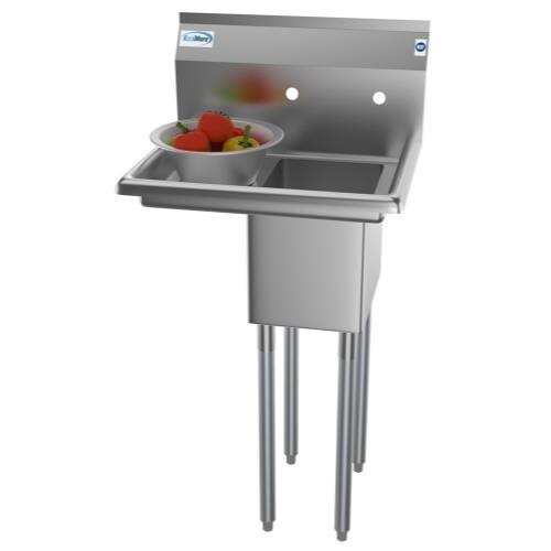 Front. Koolmore - 23 in. One Compartment Stainless Steel  Sink with Drainboard, Bowl Size 10" x 14" x 10"  SA101410-10L3. - Stainless Steel.