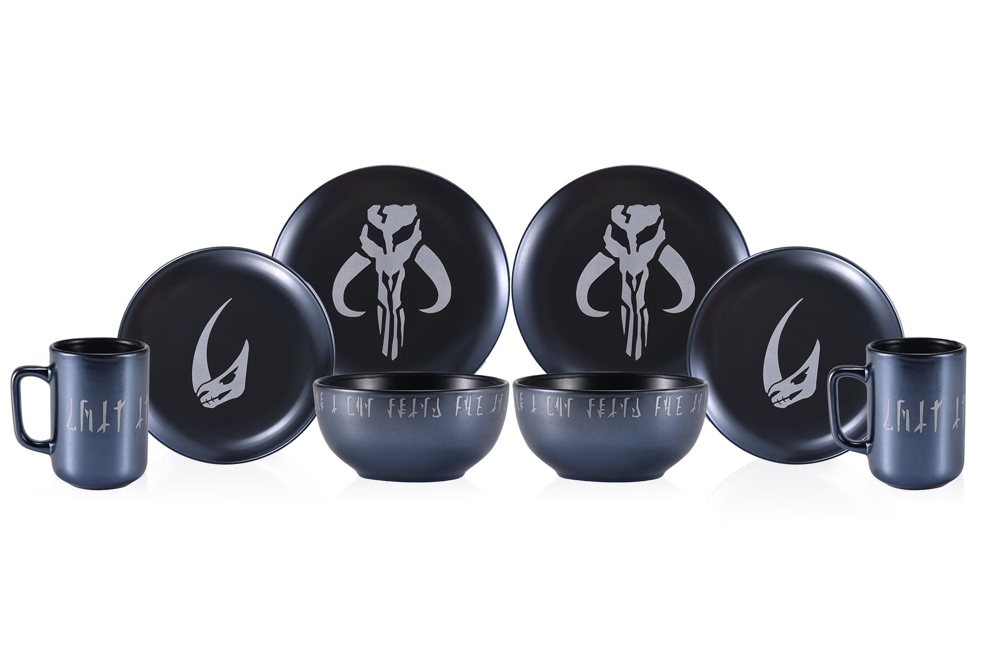 Ukonic - Star Wars The Mandalorian 8-Piece Limited Edition Stoneware Dinnerware Set - Black