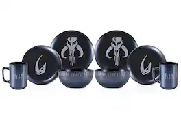 Ukonic - Star Wars The Mandalorian 8-Piece Limited Edition Stoneware Dinnerware Set - Black
