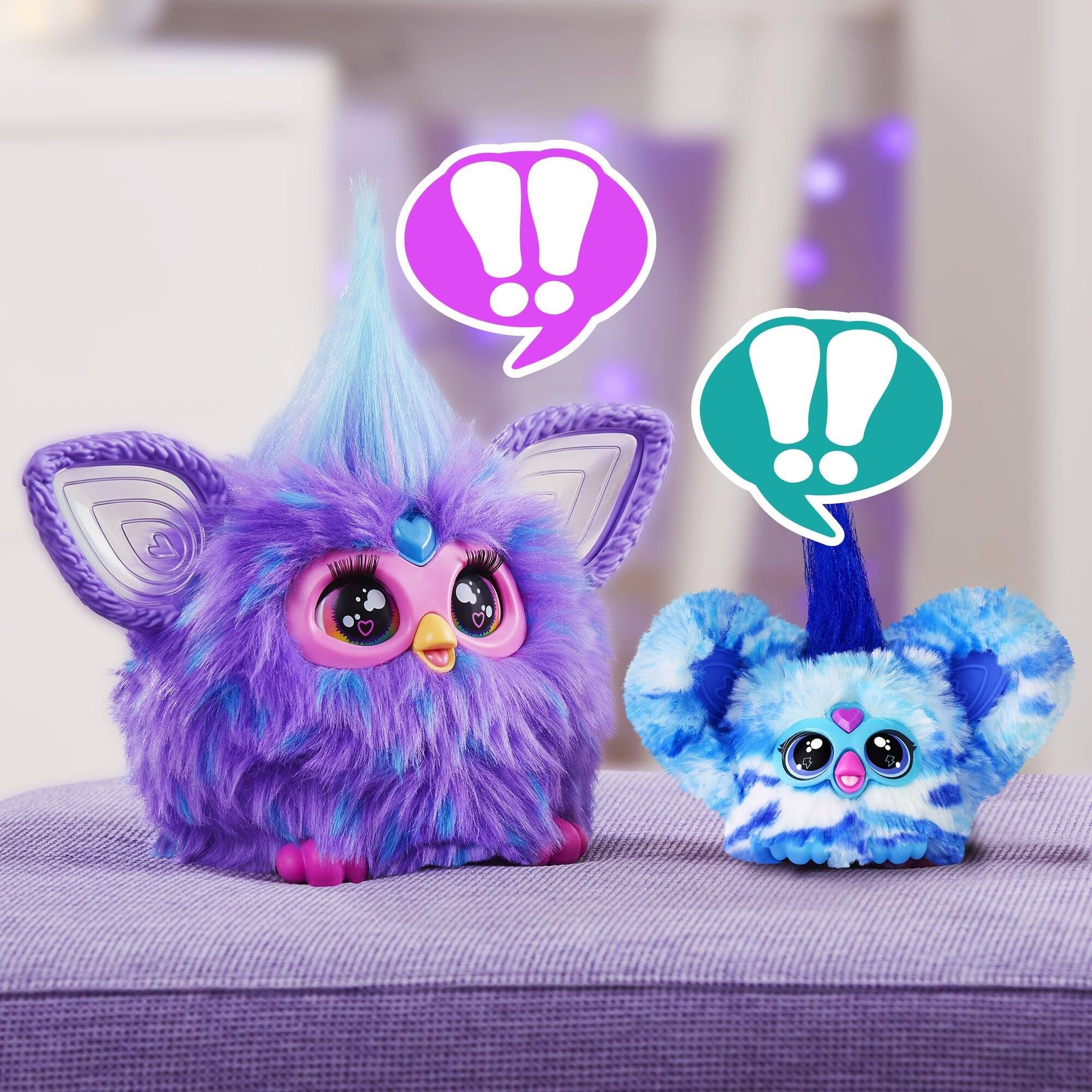 Alt View 3. Hasbro - Furby Furblets Interactive Mini Plush 2-pack Pix-Elle & Ooh-Koo, 45+ sounds, keychain clips, Ages 6+ - Multicolour.
