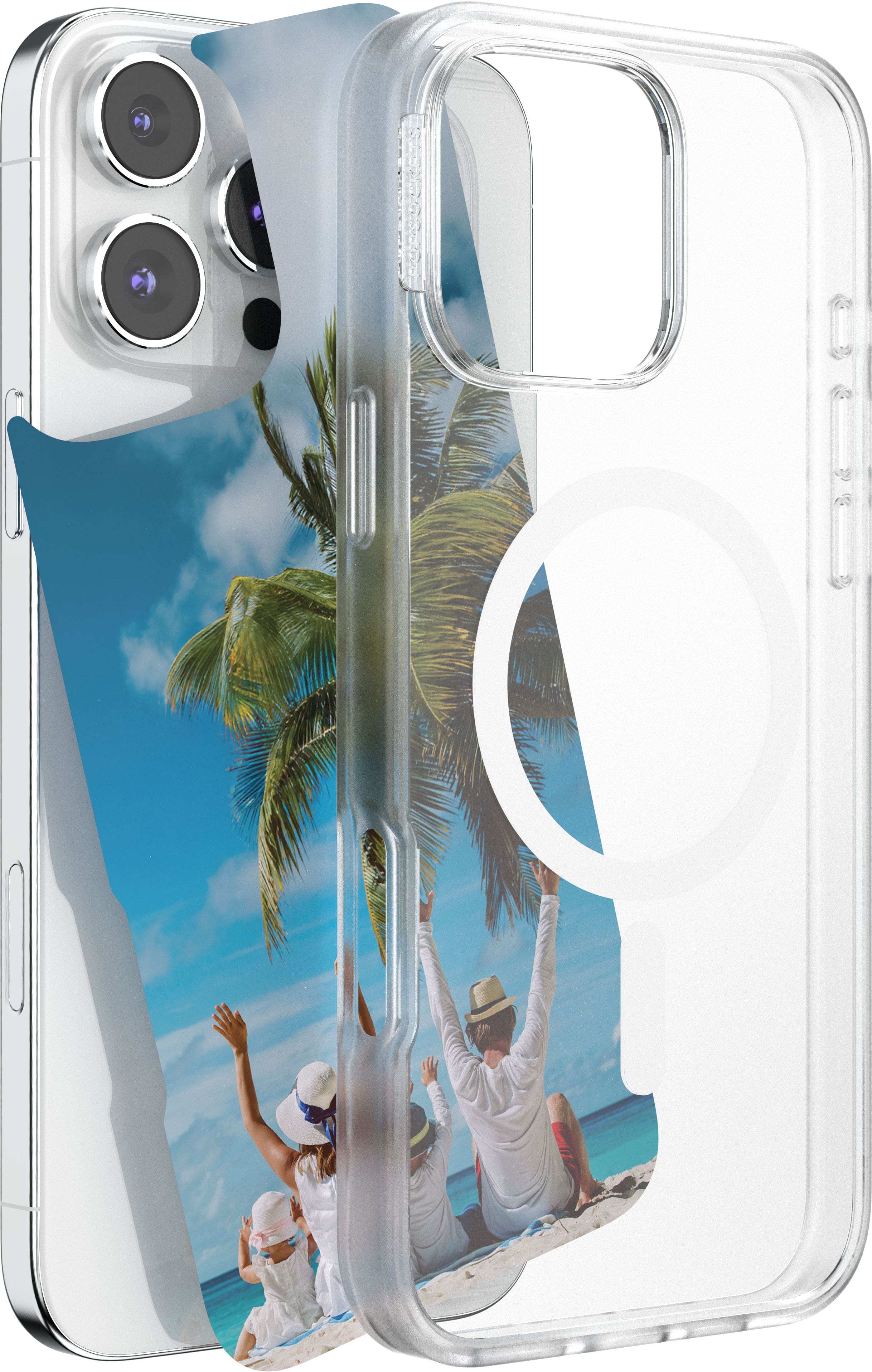 Front. PopSockets - MagSafe PopCase for iPhone 16 Pro Max Case with Customizable Graphic Case Insert (digital code) - Clear.