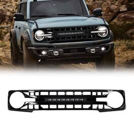 AMERICAN MODIFIED - Armor Grille for 2021 to 2023 Ford Bronco w/Off Road Lights - Glossy Black