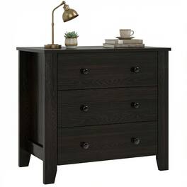 Gymax - 3-Drawer Dresser 28.5'' Wide Chest of Drawers Modern Large Nightstand for Bedroom - Black