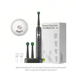 Cluzine - Rotary Electric Toothbrush Inductive Charging Sterilization Portable Soft Bristle Sonic Toothbrush Home Use - Black