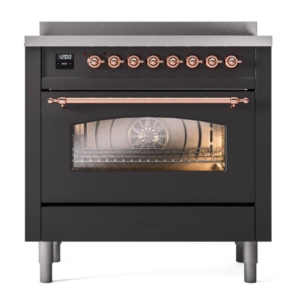 Alt View 4. ILVE - ILVE Nostalgie II 36 inch Induction Range with 6 Induction Elements (Graphite Matte) - Graphite Matte.