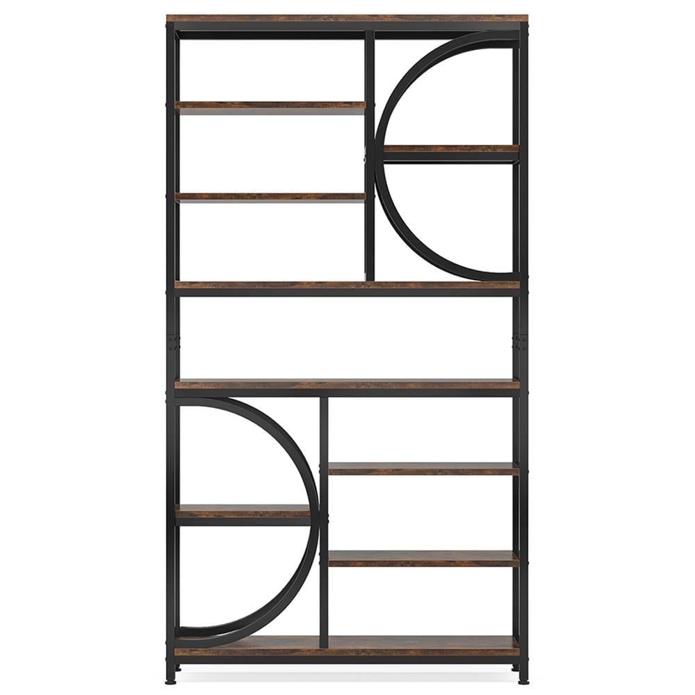 Kadyn - Bookshelf, Storage Shelf, Bookcase,77" Bookshelf, Industrial 8-Tier Etagere Bookcase Open Display Shelves - Brown