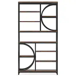 Kadyn - Bookshelf, Storage Shelf, Bookcase,77" Bookshelf, Industrial 8-Tier Etagere Bookcase Open Display Shelves - Brown
