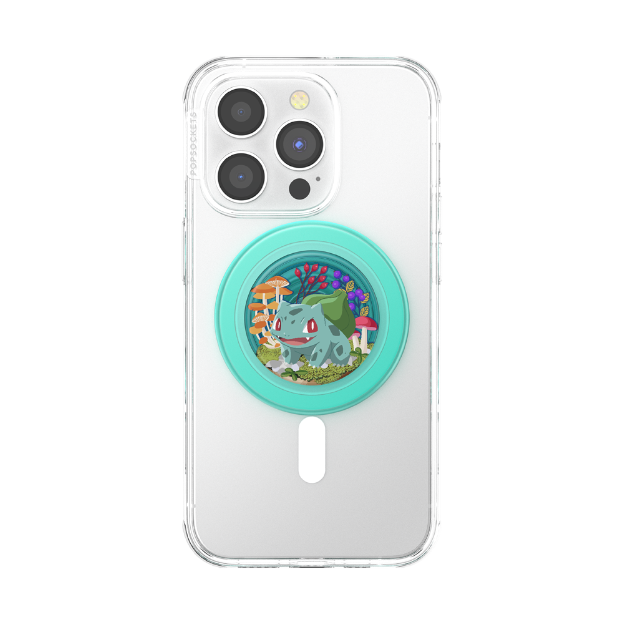 Back. PopSockets - MagSafe PopGrip Universal Magnetic Grip & Stand with Adapter Ring for Cell Phones - Pokemon - Bulbasaur Mint.