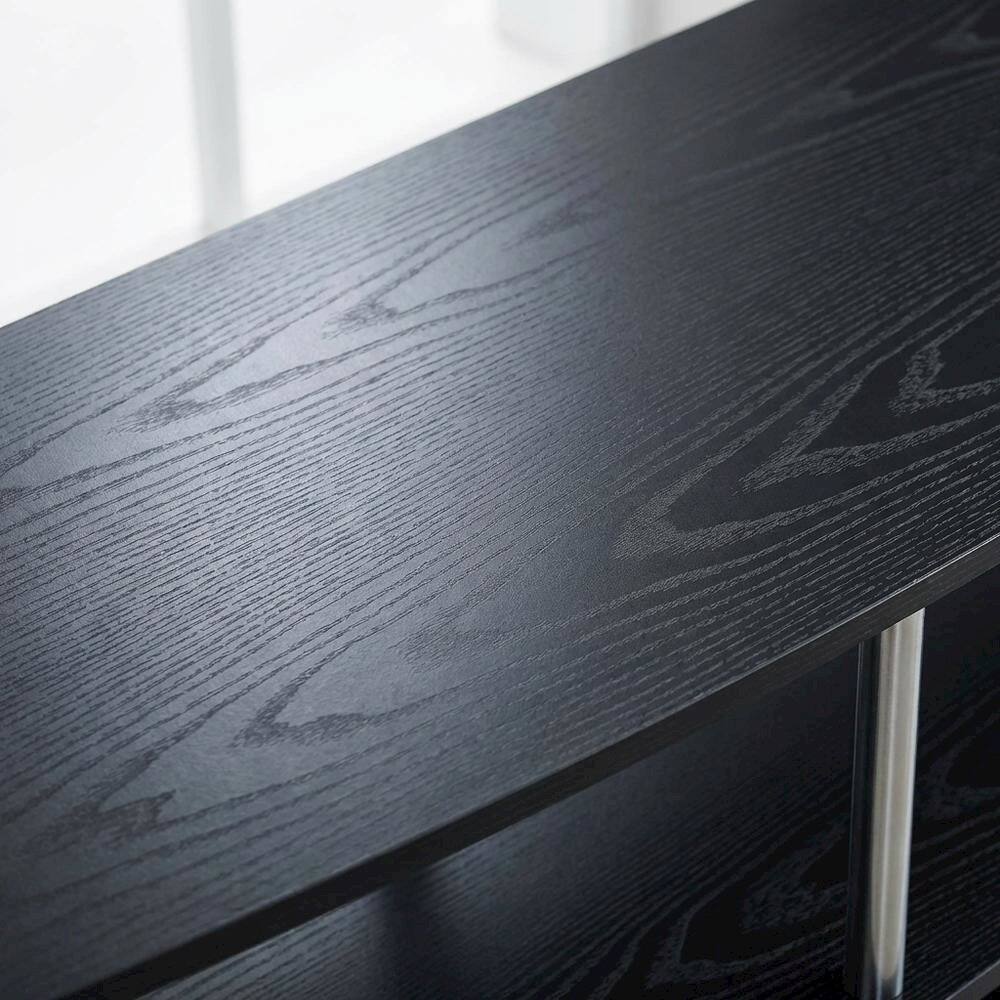 Alt View 4. FurniFact - Black 3-Tier TV Stand with Particle Board and Metal Support - Black.