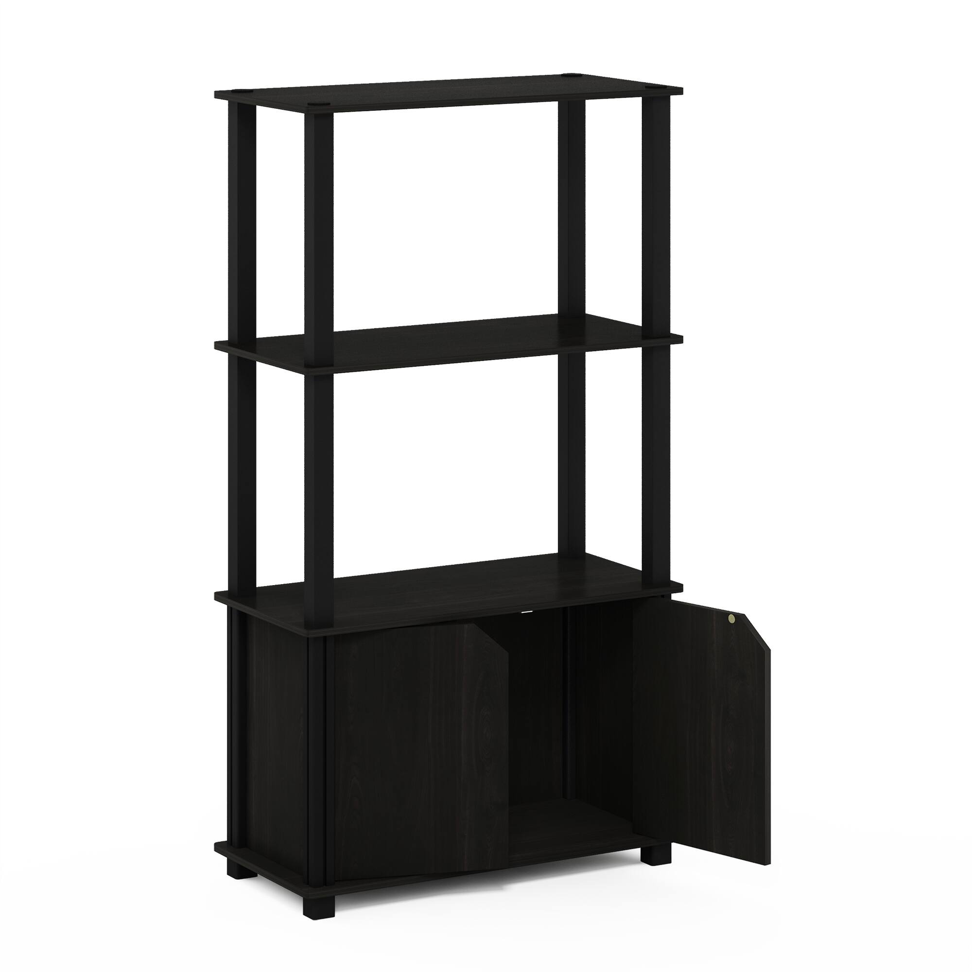 Alt View 3. Furinno - Go Green 4-Tier Multipurpose Display Shelf with Door, Espresso/Black - Espresso/Black.
