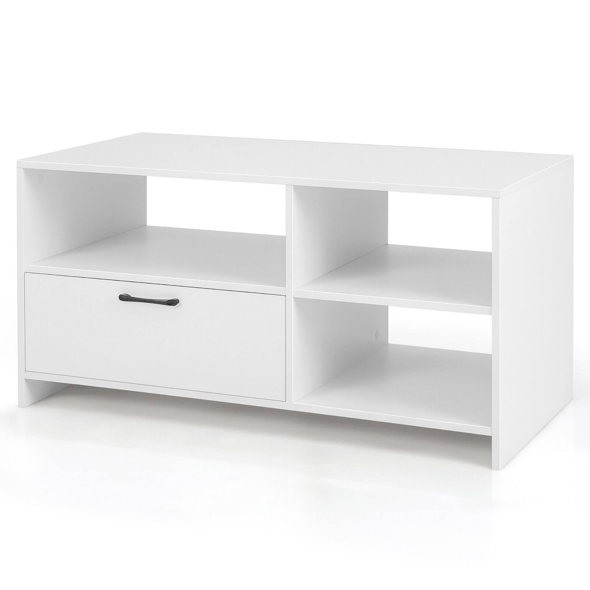 Alt View 19. Costway - TV Stand Modern Media Console Table w/ Drawer & 3 Compartments for TVs up to 50'' - White.