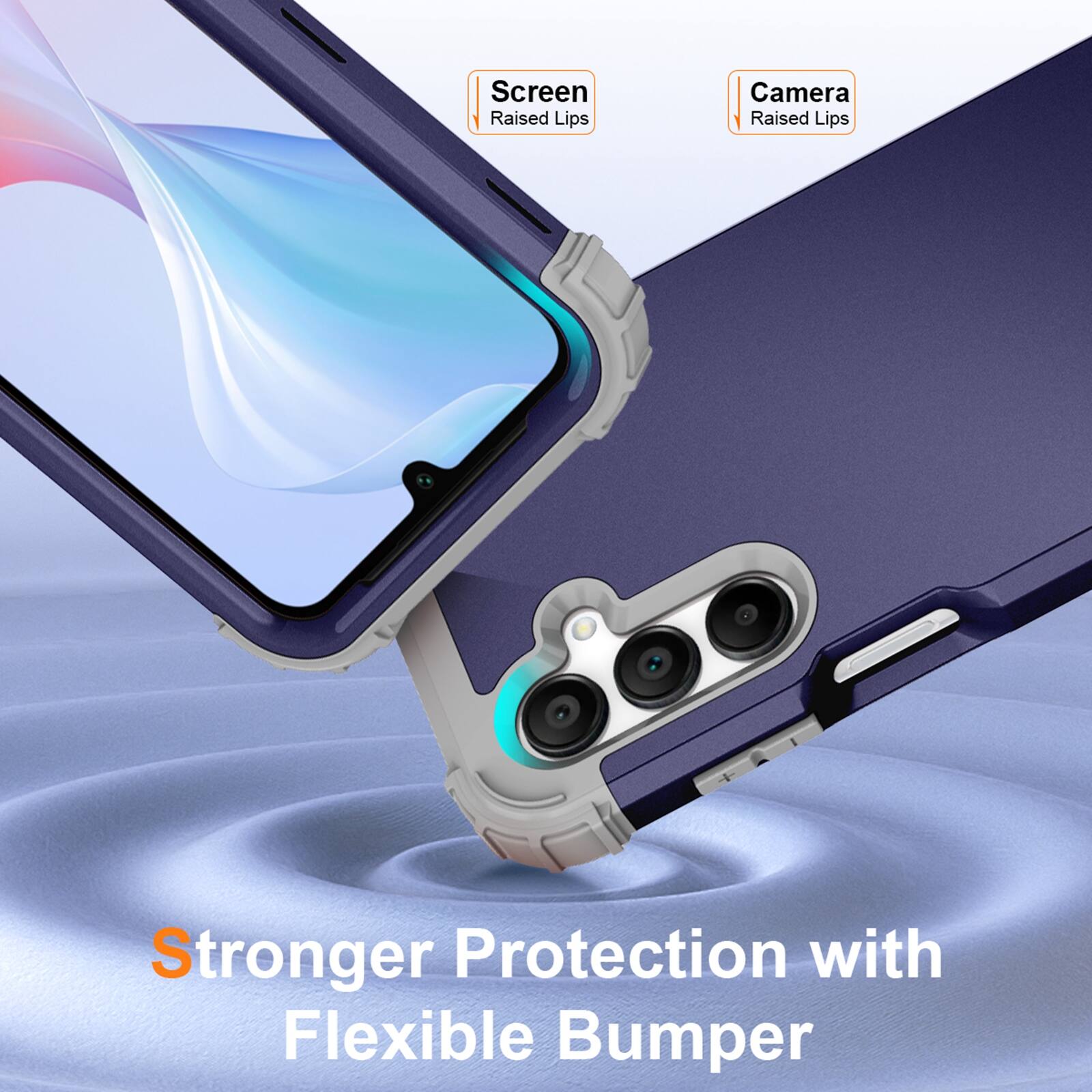 Screen Raised Lips  
Camera Raised Lips  
Stronger Protection with Flexible Bumper