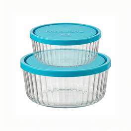 Bormioli Rocco - Frigoverre Brilliante Ribbed Glass Storage Bowls Set of 2, 13.25oz & 27.75oz - Clear
