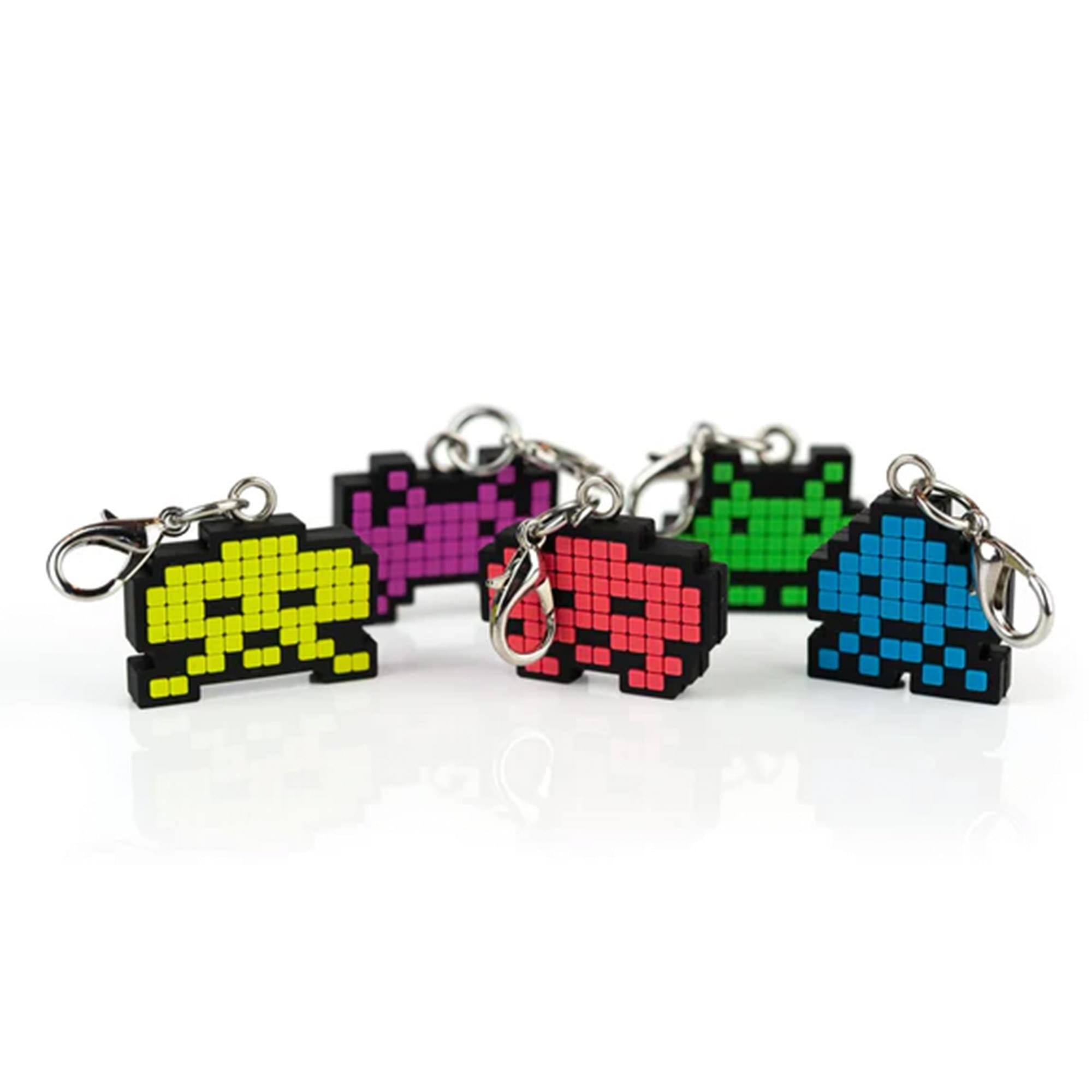 Alt View 3. Crowded Coop - Space Invaders Aliens Zipper Pulls Unique Video Game Accessories | 5-Piece Set - Green.
