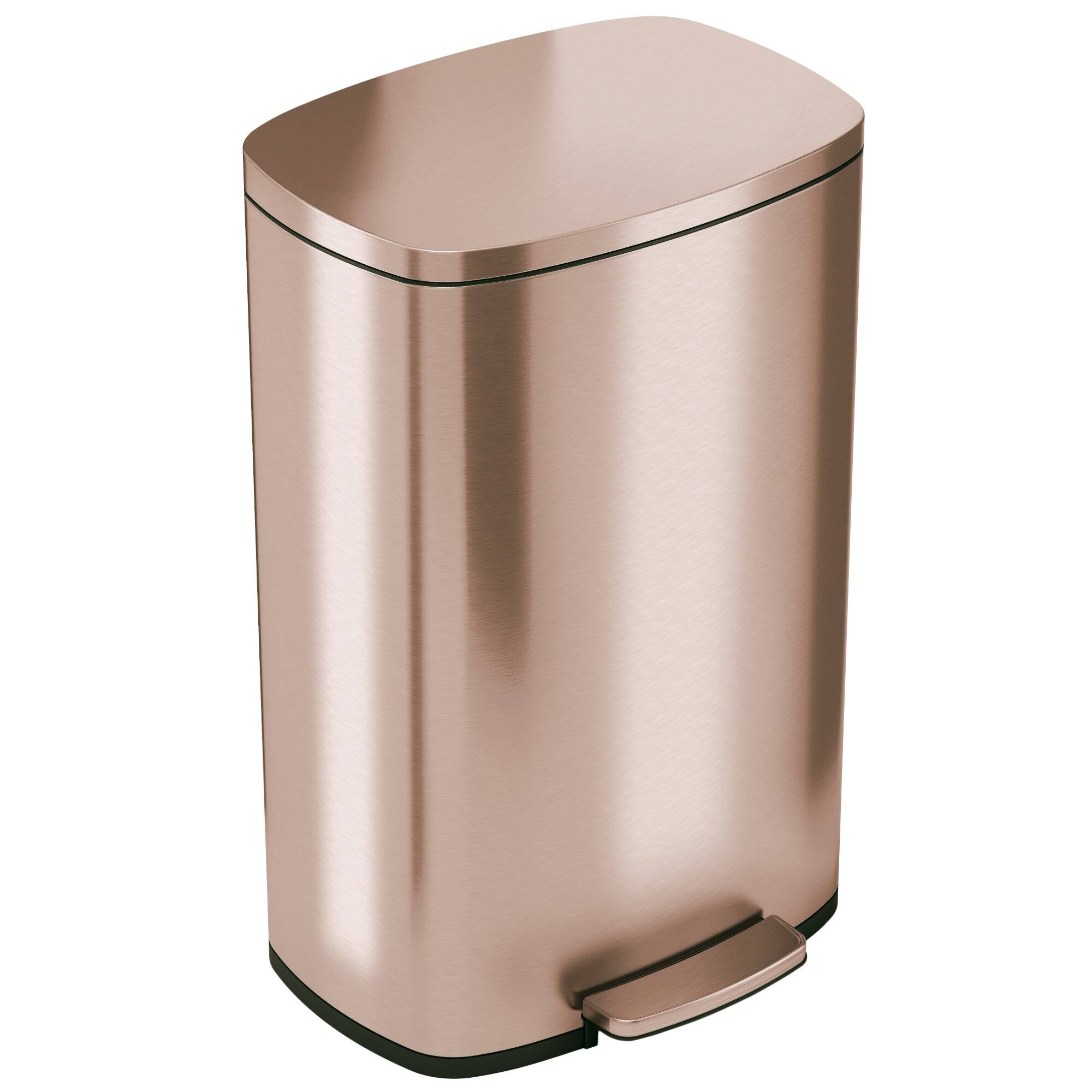 iTouchless - 13.2 Gallon SoftStep Rectangular Stainless Steel Step Kitchen Trash Can with AbsorbX Odor Filter - Rose Gold