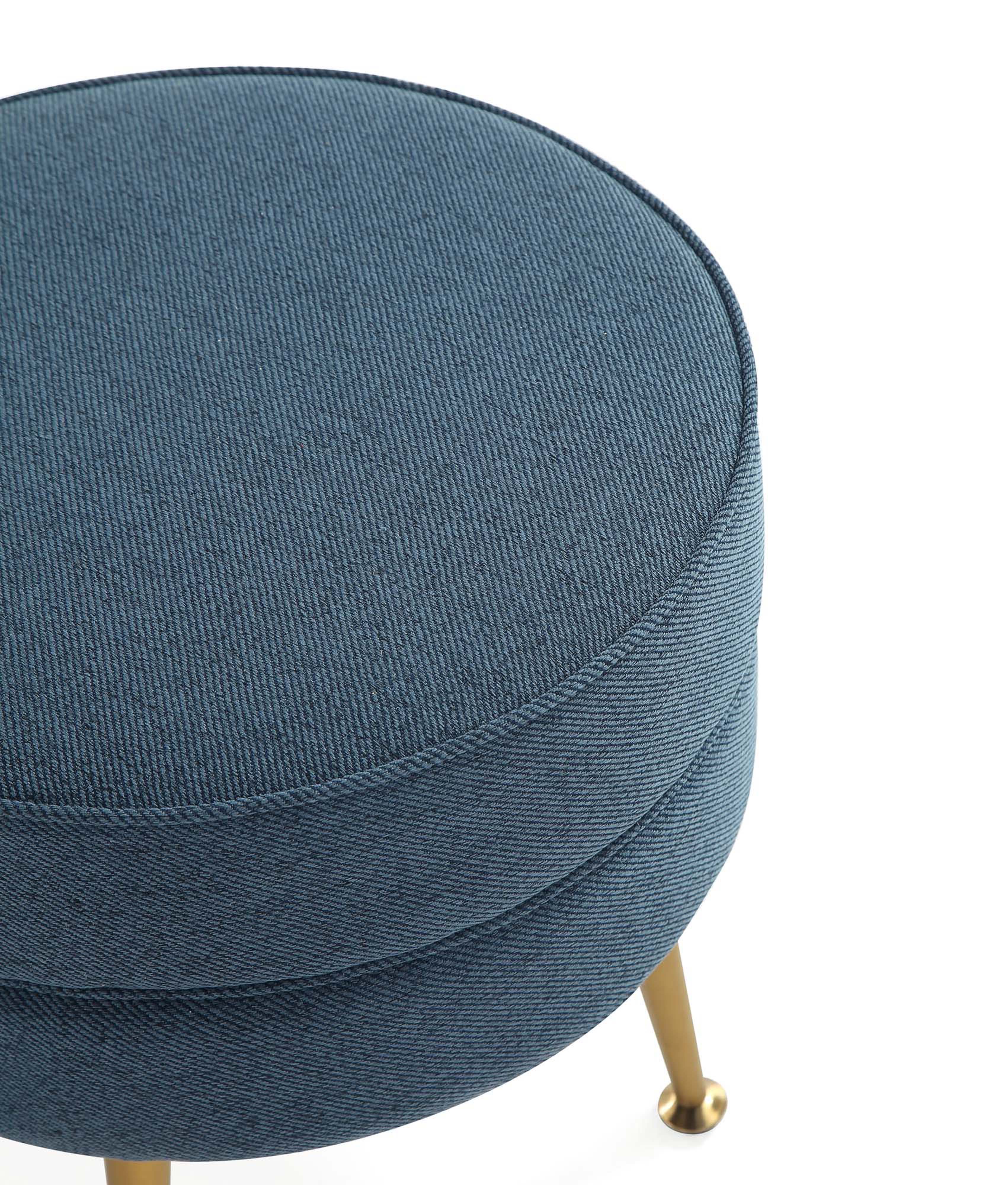 Alt View 2. Manhattan Comfort - Bailey Mid-Century Modern Upholstered Accent Ottoman - Set of 2 - Blue.
