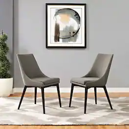 Viscount Fabric Dining Side Chair Set of 2 by Modway - Granite