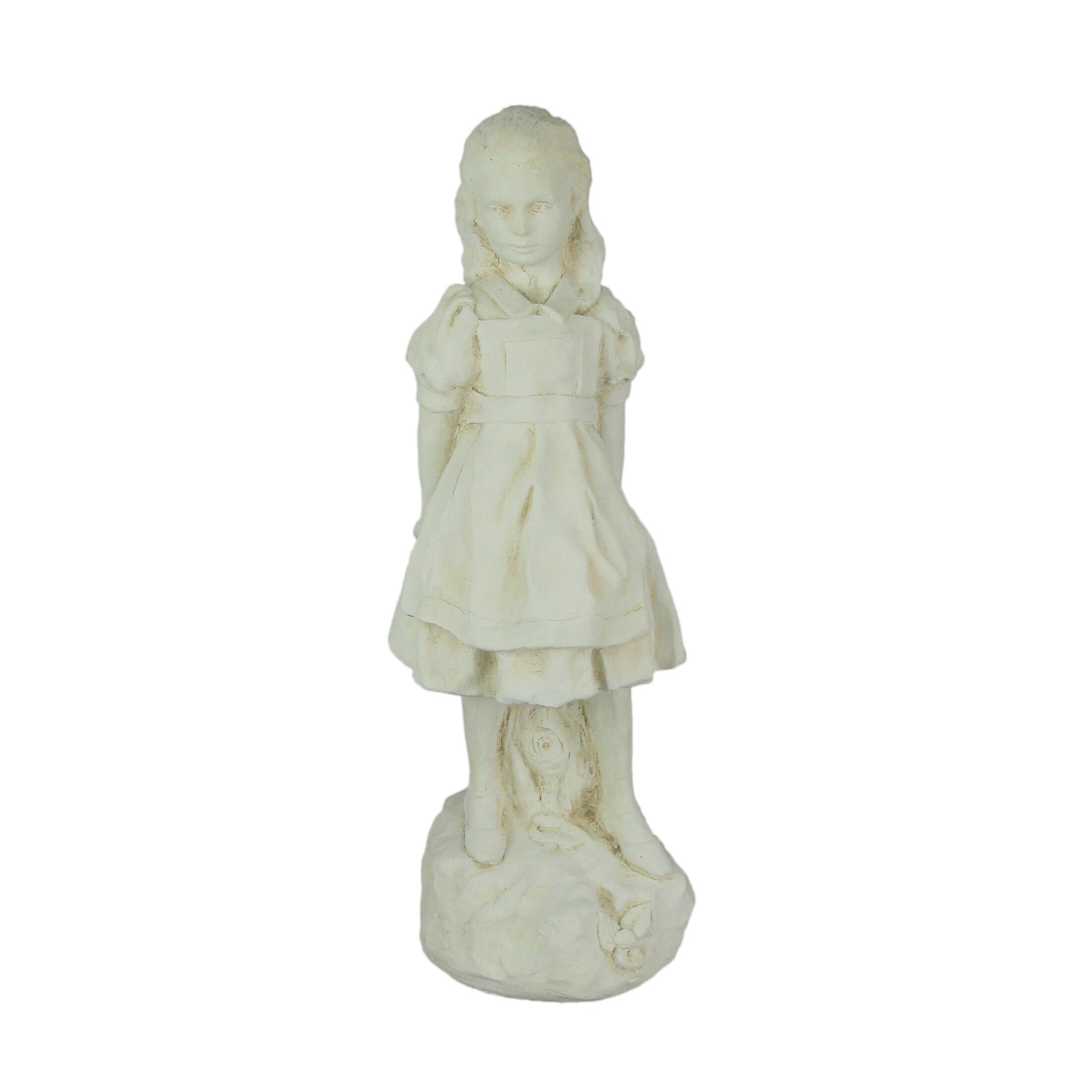Front. Things2Die4 - Alice in Wonderland Antique White Finish Statue 19.5 Inches High-CEMENT - Off-white.