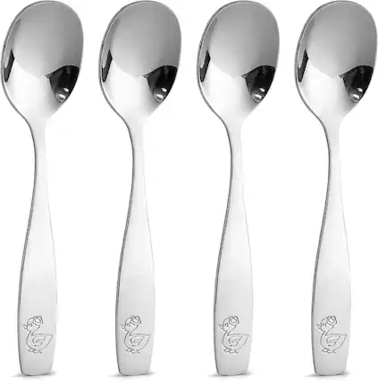 Front. Zulay Kitchen - Zulay Kitchen 4-Piece Toddler Utensils - Child and Toddler Silverware Set for Self Feeding - 4 Spoons - Silver.