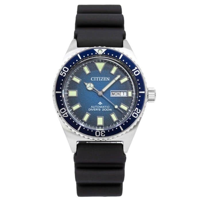 Citizen - Promaster Rubber Strap Blue Dial Automatic Diver's NY0129-07L 200M Men's Watch - Black, Blue