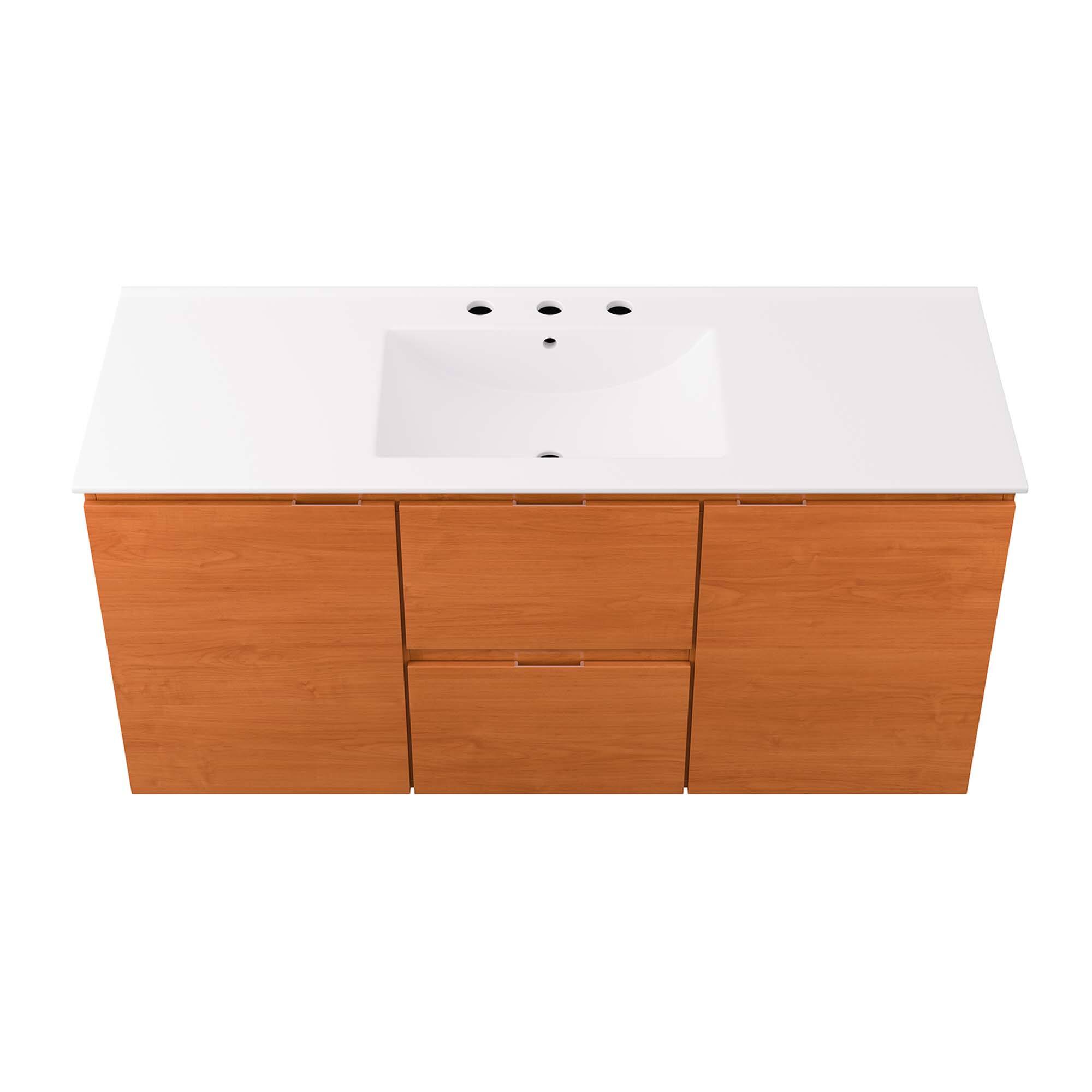 Alt View 3. Modway - Scenic Wall-Mount Bathroom Vanity Basin Included by Modway - Cherry White.