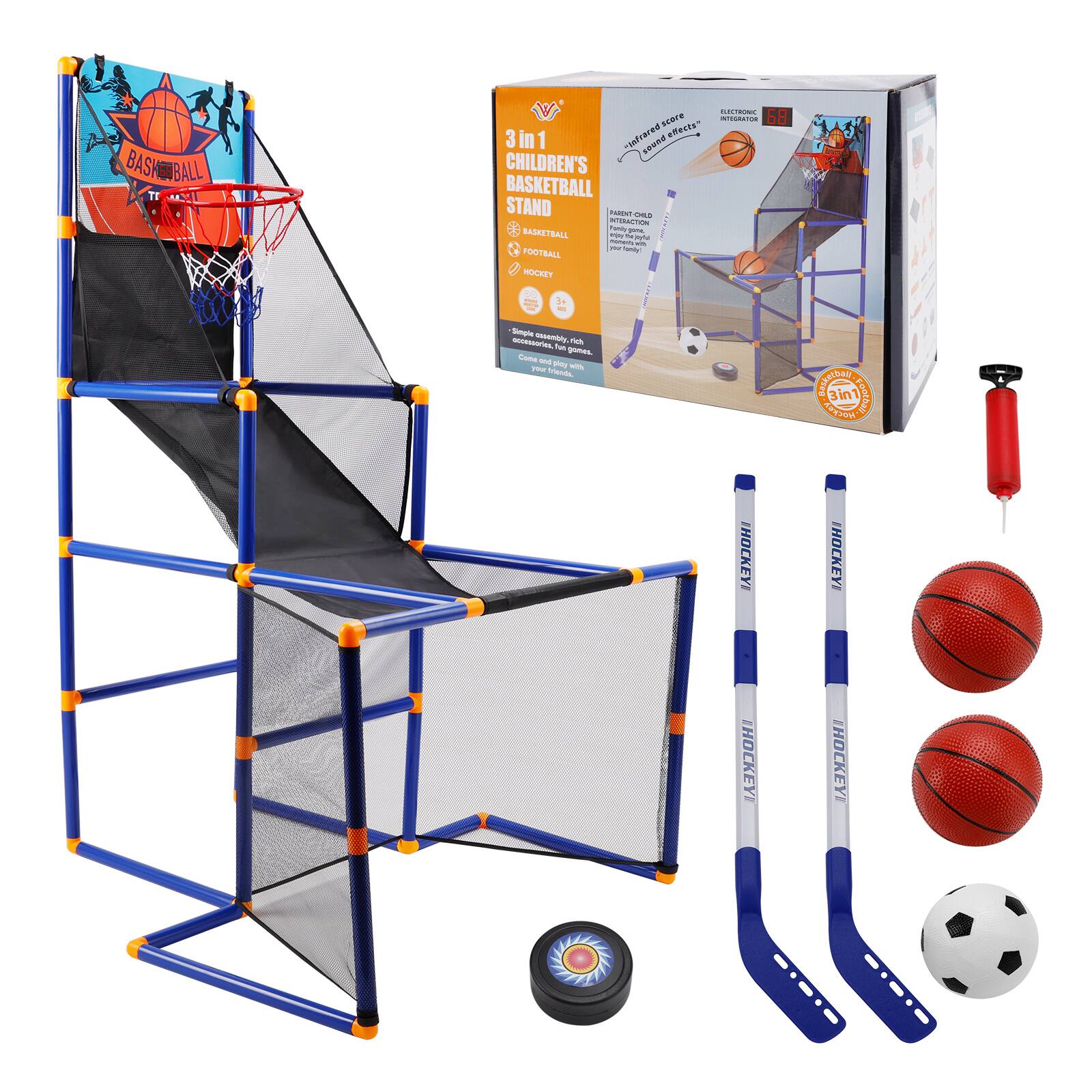 BASKE BALL

3 in 1 CHILDREN'S BASKETBALL STAND

- BASKETBALL
- FOOTBALL
- HOCKEY

HOCKEY
HOCKEY