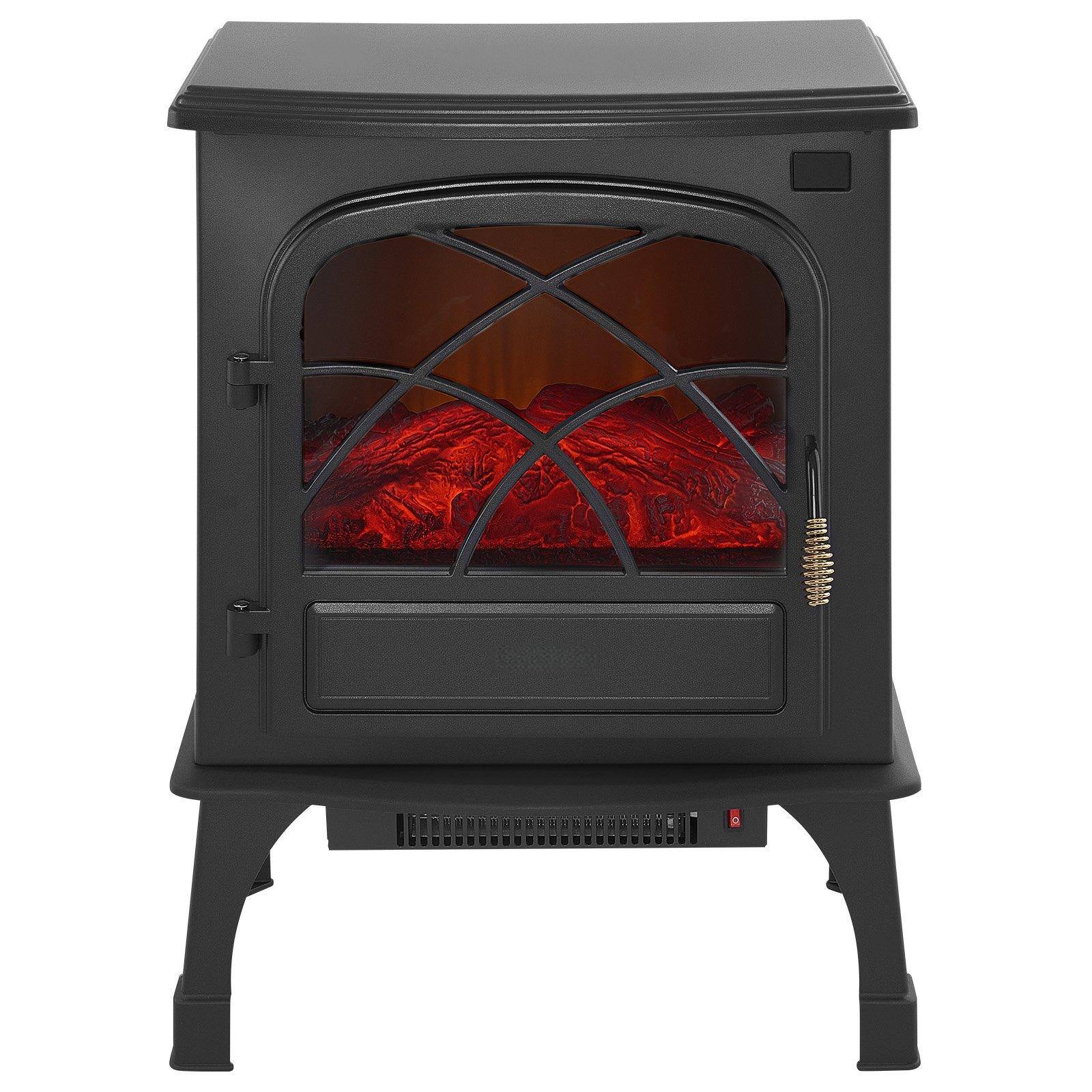 Alt View 9. Glintex - 25.5 Inch Freestanding Electric Fireplace Stove Heater, 1500W 5120BTU with Timer, Remote, Overheat Protection - Black.