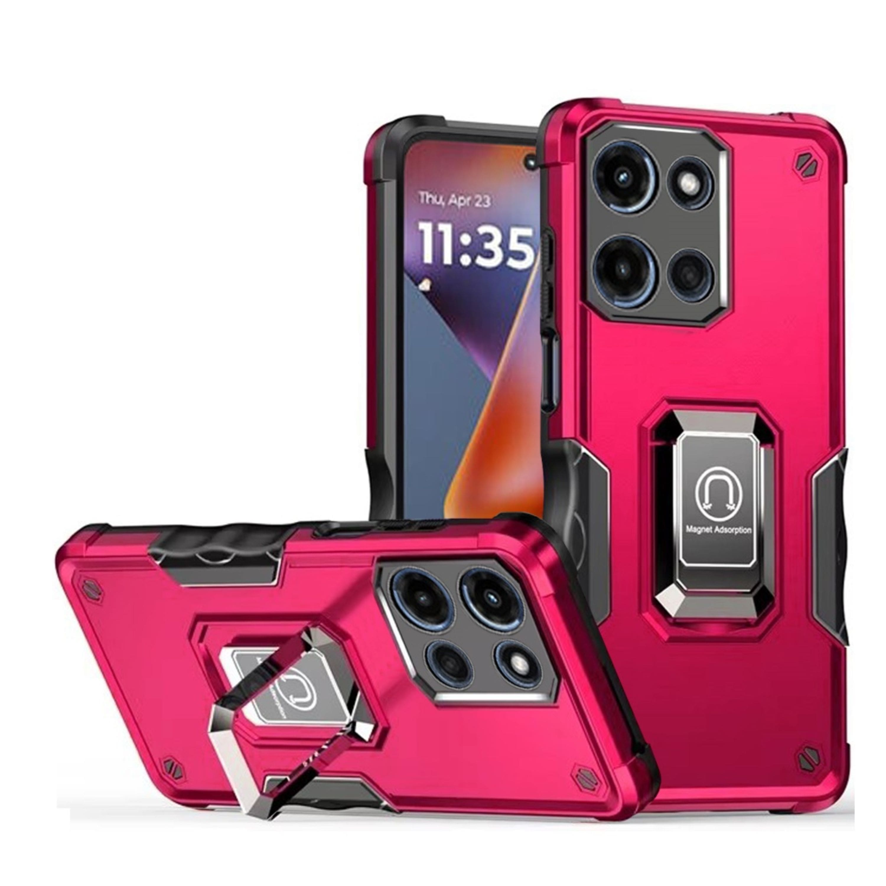 Kitcheniva - Grip Metal Ring Stand Case With Tempered Glass For Moto G 2025/2026/G Play 2026 - Hot Pink price history on PriceWatchPro